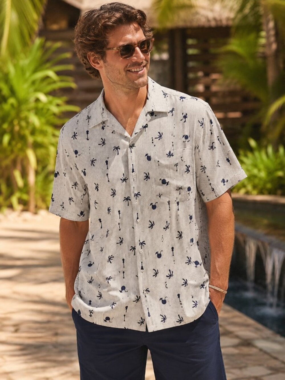 Harbor Bay Cool and Dry Button Up Short Sleeve Tropical Shirt 3XL